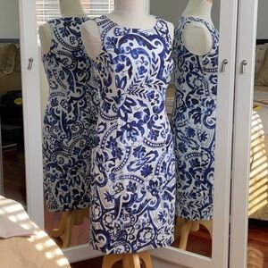 Lauren Ralph Lauren Blue & White Cotton Sleeveless midi Dress / Size 6